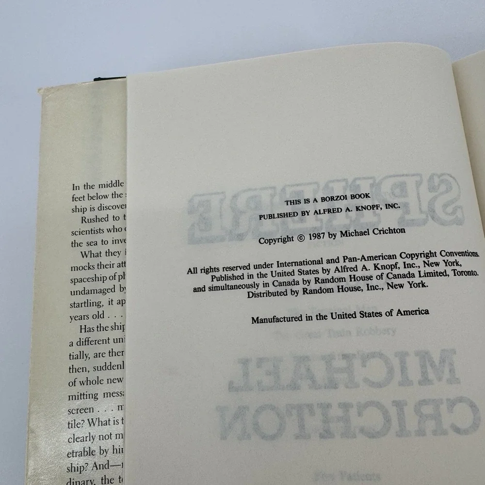 Sphere Michael Crichton 1987 BCE Book Club‎ Edition Hardcover w/ Dust Jacket